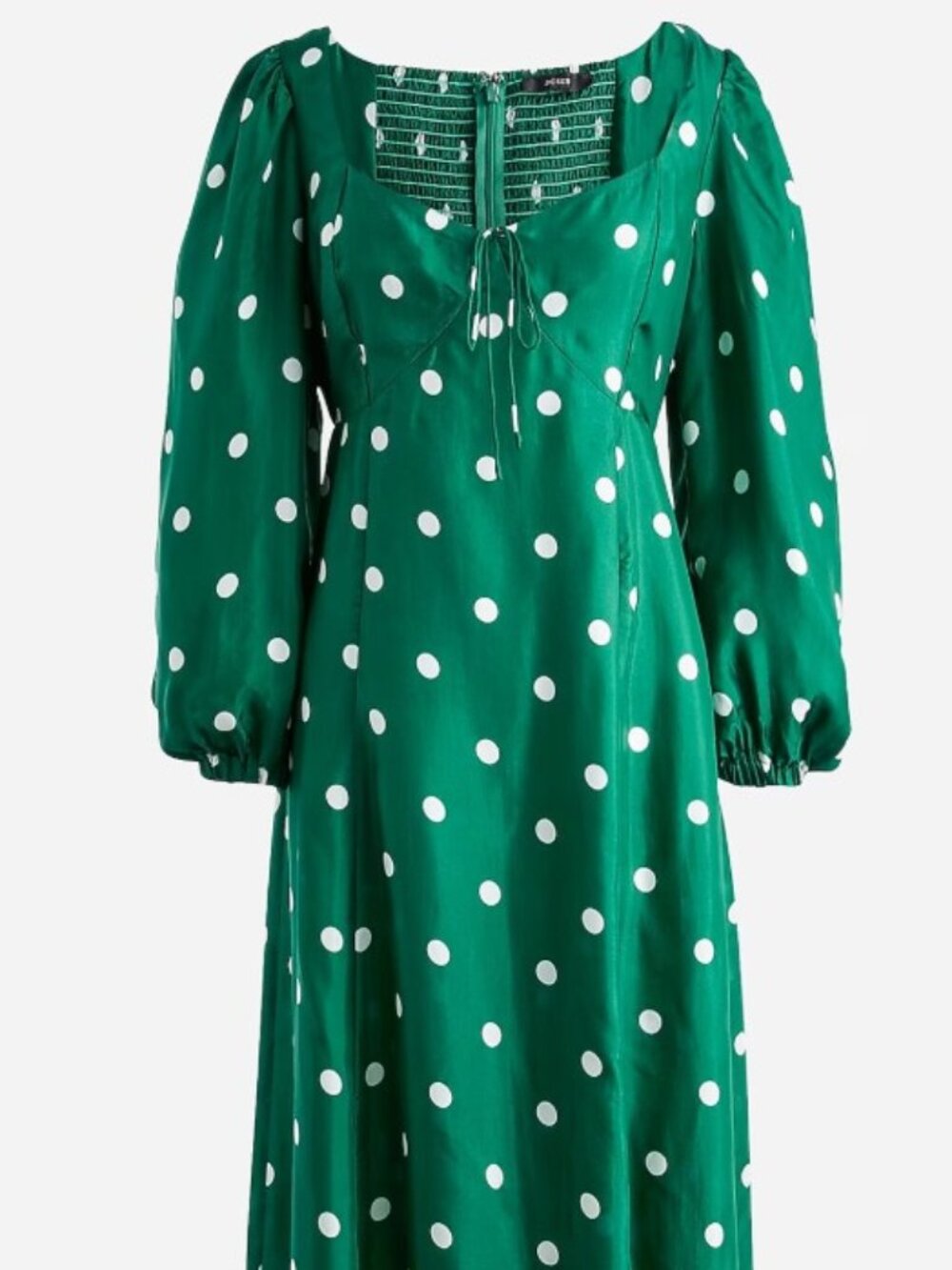 JCrew Green Polka Dot Midi Dress